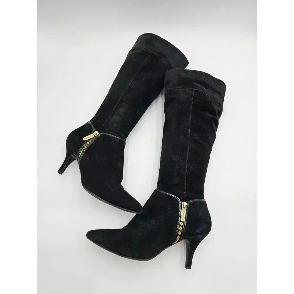 Ellen Tracy Women's Size 9.5 Black Zip Up Suede Heeled Boots